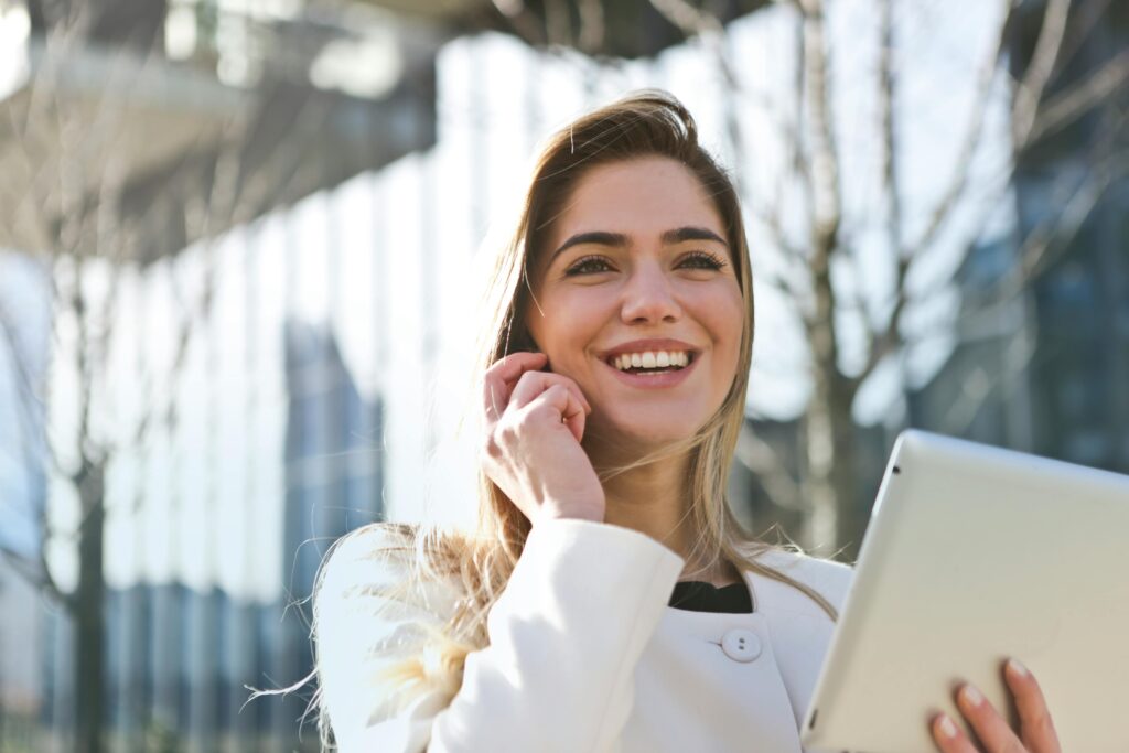 A woman talking on the phone